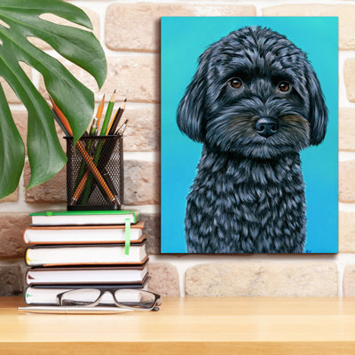 «Cute Schnoodle On Teal» par Rebecca Wang, art sur toile
