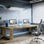 Bureau spacieux, bureau d'ordinateur, table de conférence, poste de travail double-900523849