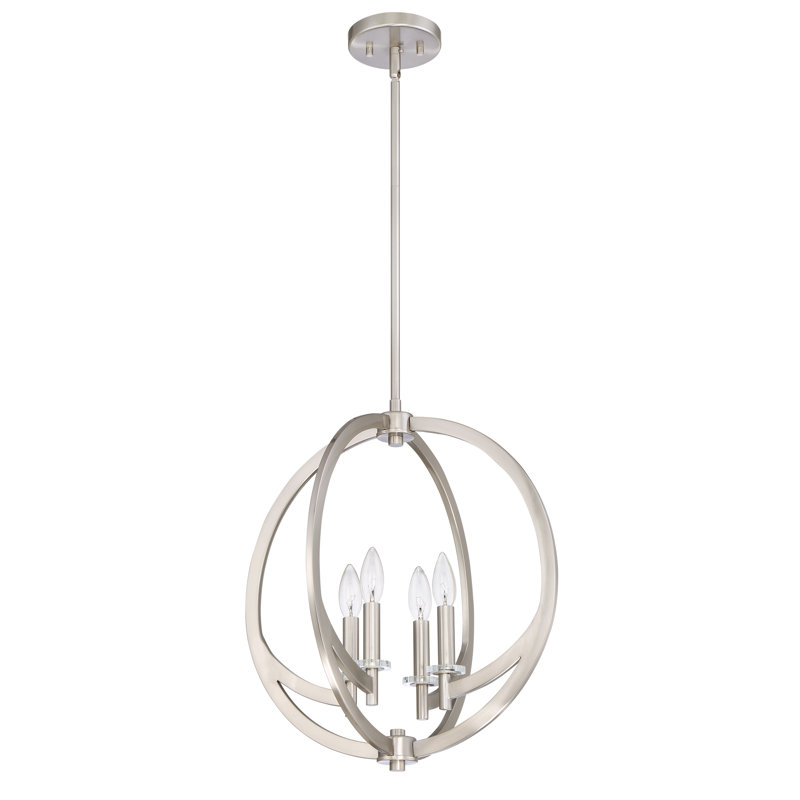 4 - Light Dimmable Globe Chandelier, Brushed Nickel