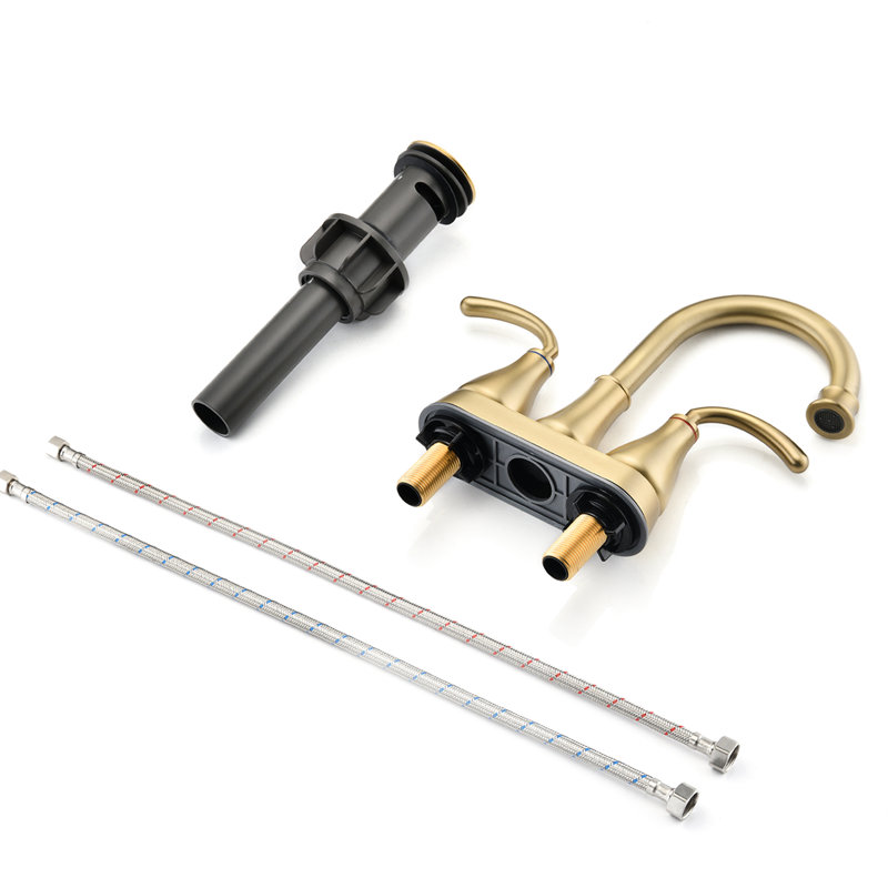 2 robinets de lavabo pour salle de bain en or brossé - bonde escamotable, débit aéré pour un lavage confortable, bec haut, buse pivotante à 360 degrés, matériau en zinc de performance supérieure,