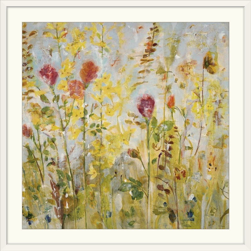 «Anjulie Spring Medley» par Jill Martin, reproduction d'art, H 38 po x l 38 po x P 1 po, Cadre blanc
