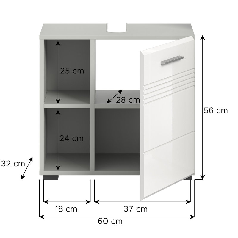 Anaviah 60cm W x 56cm H x 32cm D Under Sink Cabinet