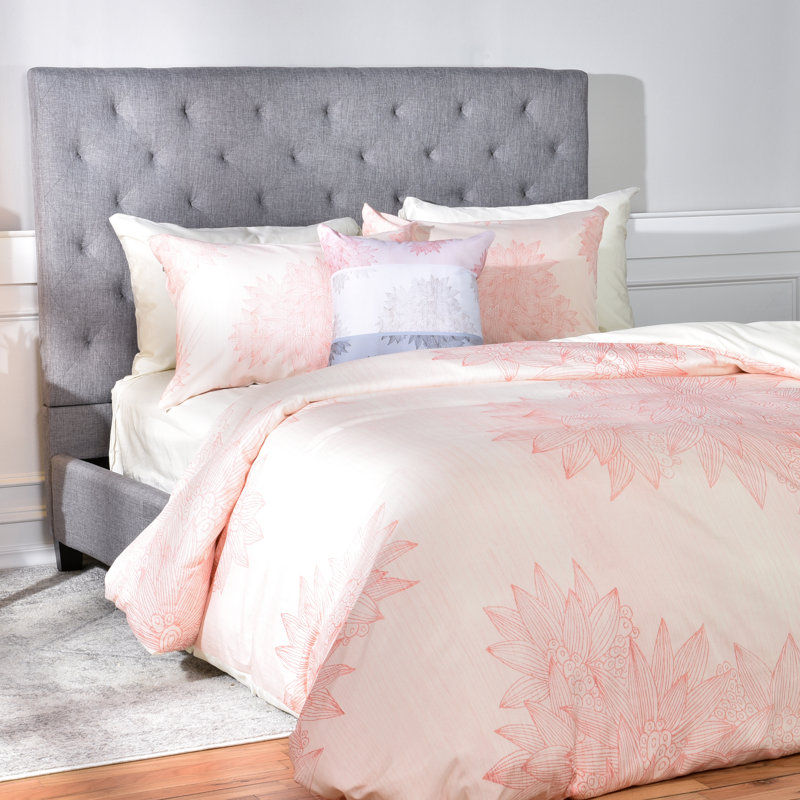 Iveta Abolina Floral Duvet Cover, Queen Duvet Cover + 2 Standard Shams, Pink