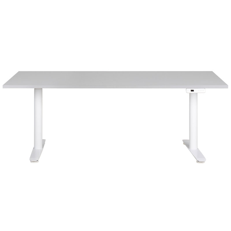 Garrey Adjustable Metal Base Standing Desk, White, Grey, 132cm H x 180cm W x 80cm D