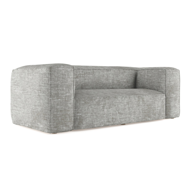 Canapé surdimensionné Varick, H 30 po x l 84 po x P 47 po, Velours écrasé rayé argent, Patiné