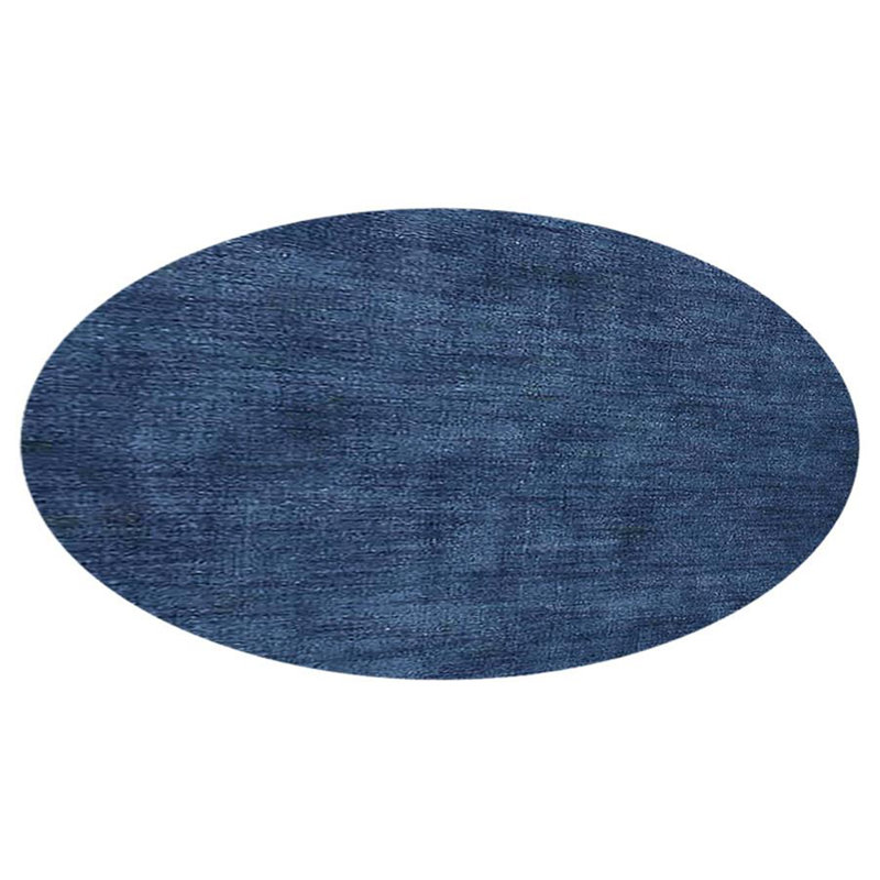 Tapis écologiques tissés à la main en laine tissée à la main - Ronde | Couleur bleue | Conception solide | Tapis de salon, chambre à coucher