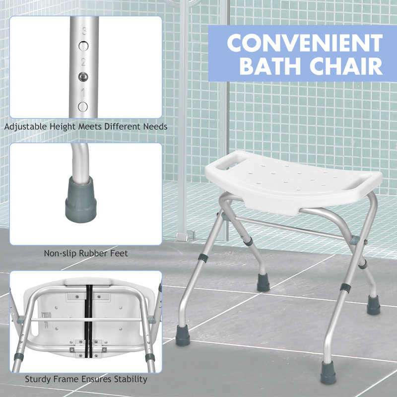 Foldable Height Adjustable Padded Shower Stool