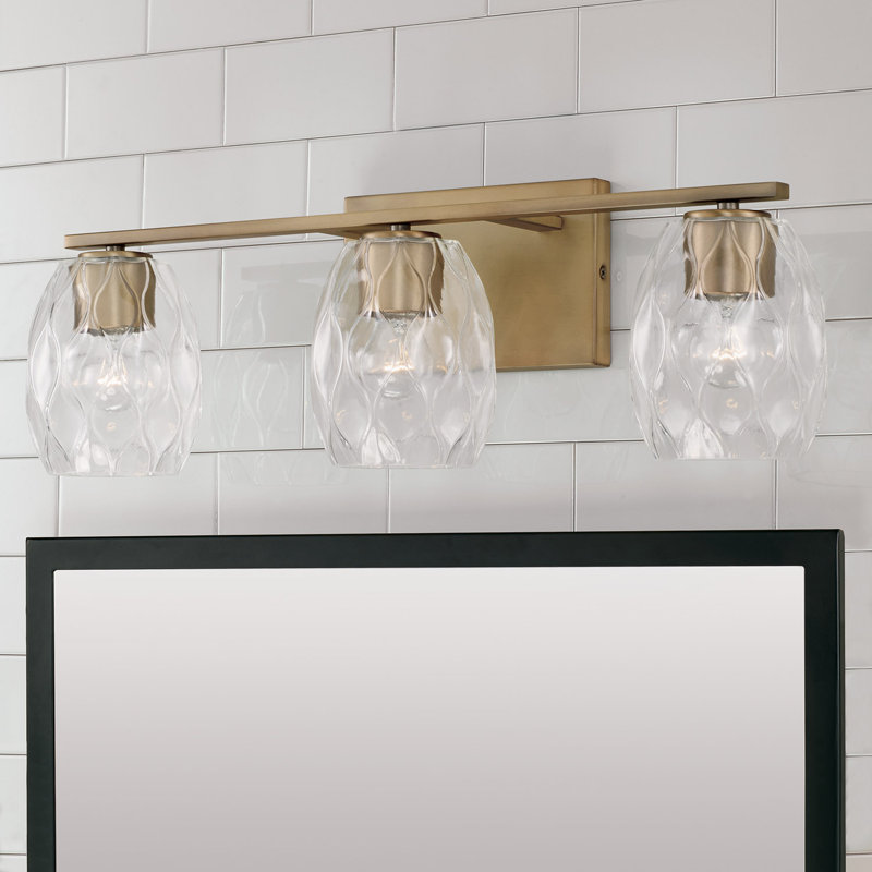 3 - Light Dimmable Vanity Light, Aged Brass