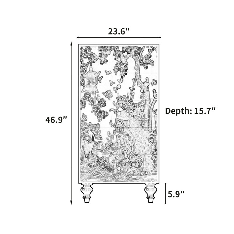 Armoire décorative de salon à plusieurs niveaux, H 46,9 po x l 23,6 po x P 15,7 po