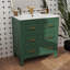 Armoire de rangement de salle de bain 30 po avec cadre en bois massif et 3 tiroirs-1408441137
