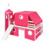 Lit mezzanine double avec glissade, tente bleue et tour pour enfants - lit en bois de pin - rose-515948749-515948755