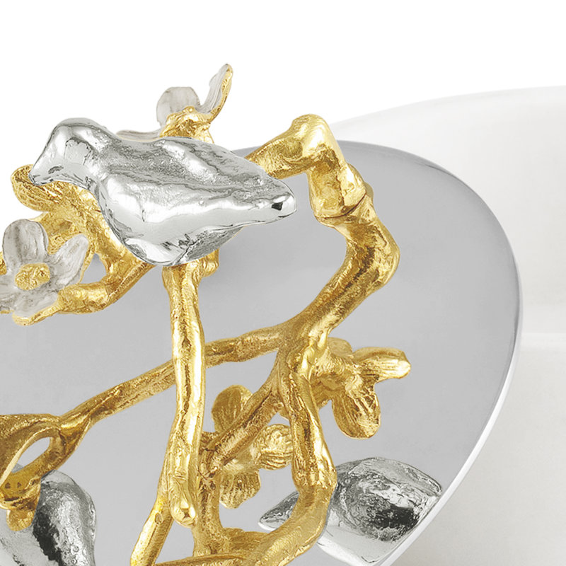 Lovebirds Silver & Gold Stainless Steel and Brass Jewelry Box