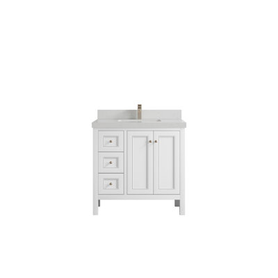 Nashville 36 In. W X 22 In. D Center Sink Bathroom Vanity In Alabaster With 2 In.