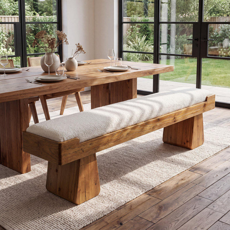 Banc de chambre rembourré 55 po avec pieds en bois massif