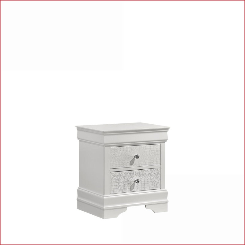 Blaze Modern 2-Drawer Wood Nightstand in White, White