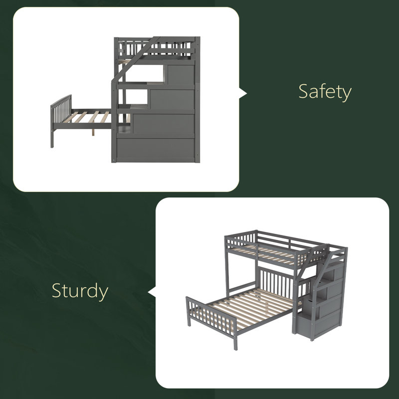 Harriet Bee Twin Over Full Loft Bed With Staircase - Wayfair Canada