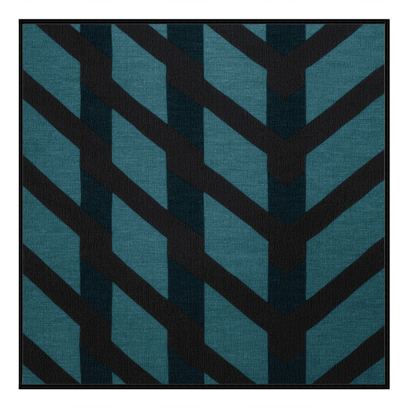 Machine Washable Botanical Area Rug, Square 4'