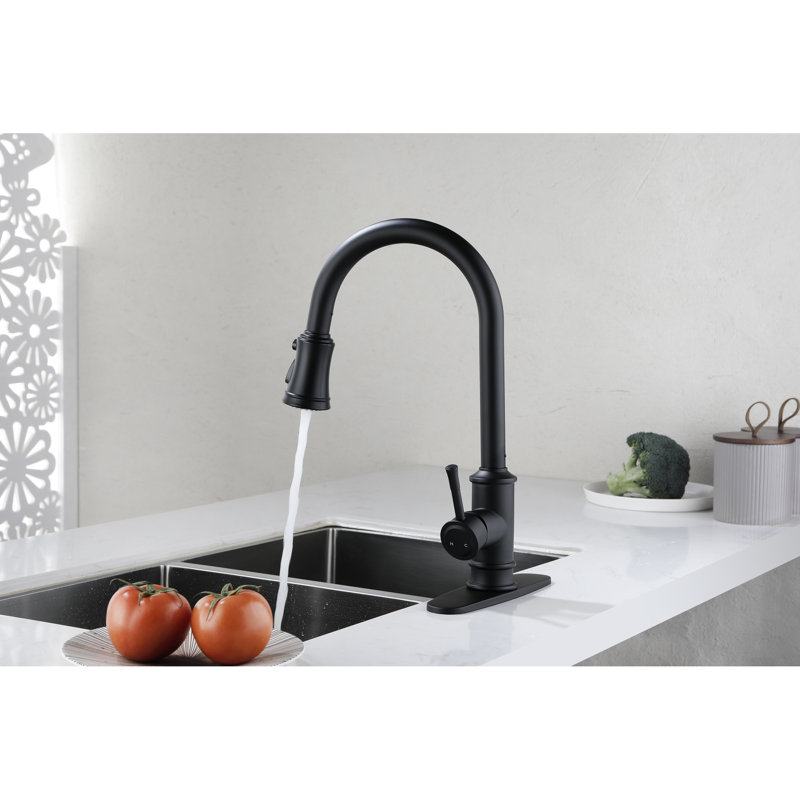 Pull Out Spray Kitchen Faucet In Matte Black, Stainless Steel Crafted, 360 Rotatable Nozzle For Effortless Water Access, Corrosion & Rust, Single Handle To Regulate Flow Output Steel, Simple