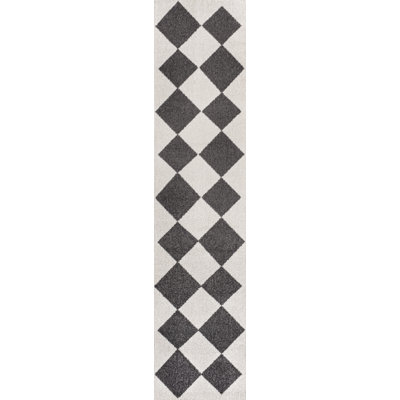 Utgard Classic Geometric Diamond Pattern White/Dark Gray Rug