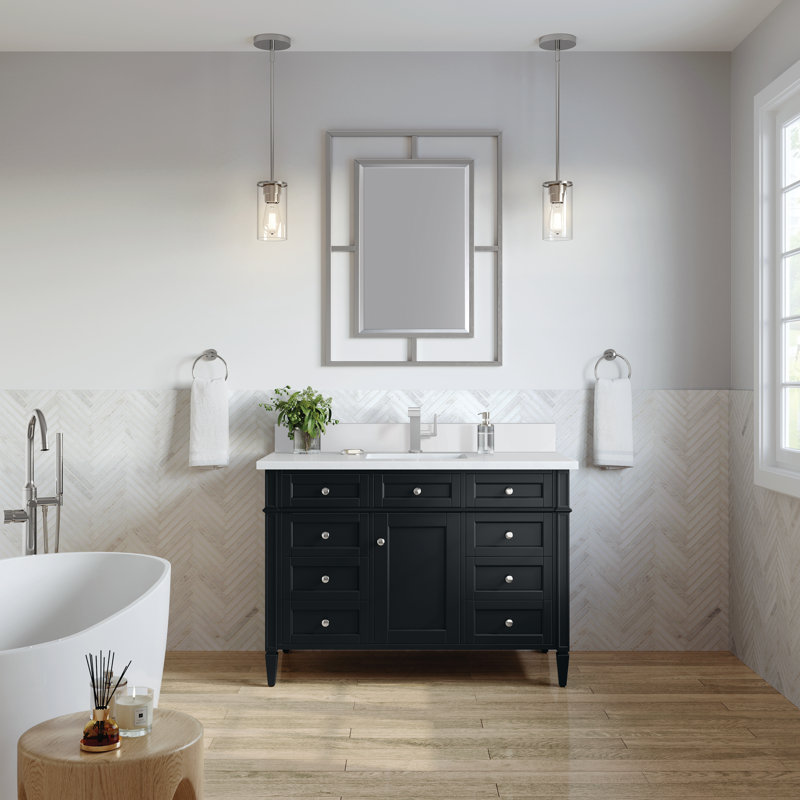 Brittany 48 in. Single Vanity, Burnished Mahogany, White Zeus, Single-Hole