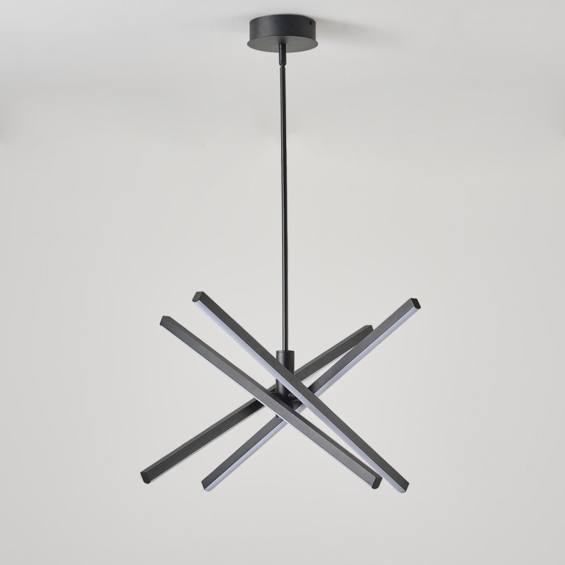 6000K Daylight 40W Dimmable LED Linear Pendant Light, Black Iron Aluminum Modern Chandelier with ETL Certified