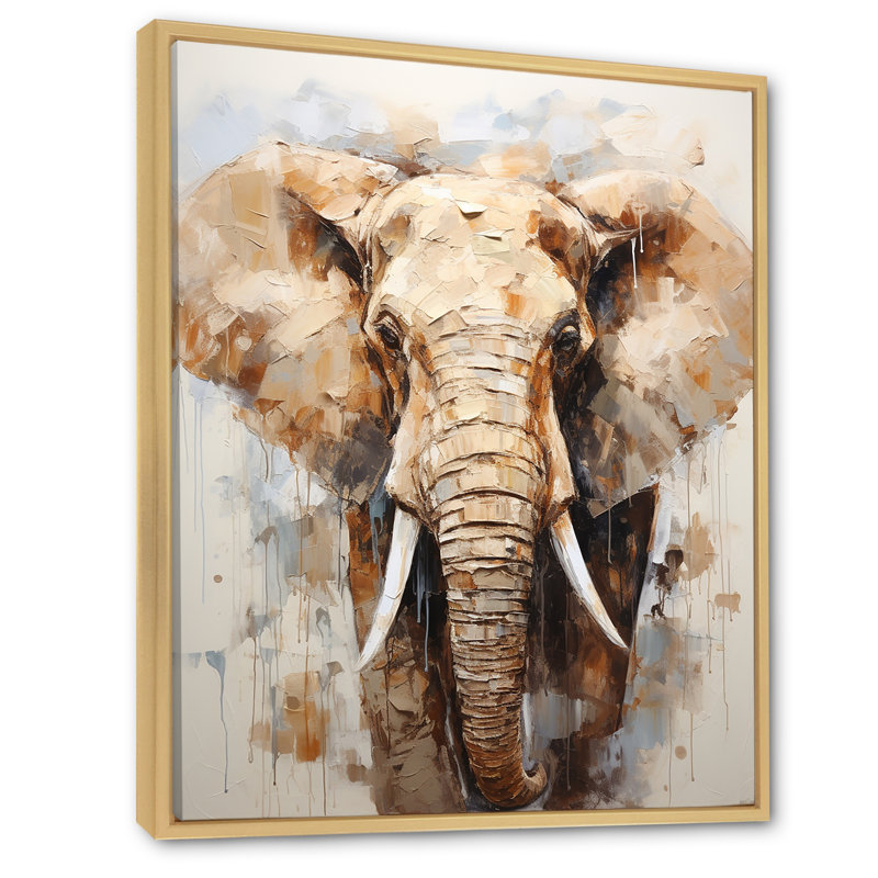 «Tusked Elephant Portrait» sur toile, Cadre naturel flottant, H 32 po x l 24 po