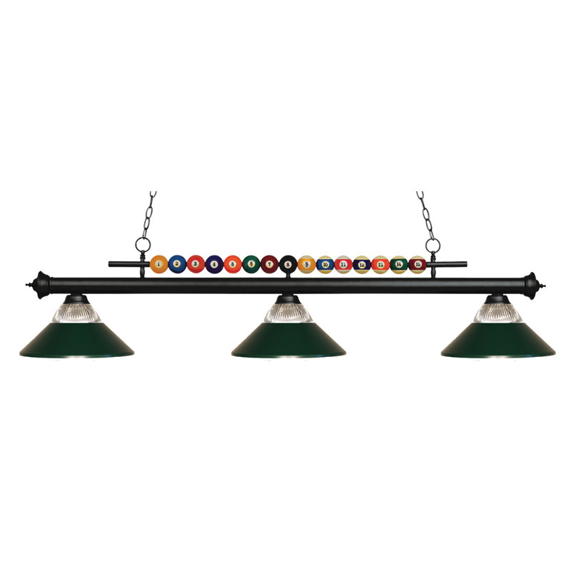 Chapa 3 - Light Pool Table Lights Pendant, Matte Black, Clear / Brushed Nickel