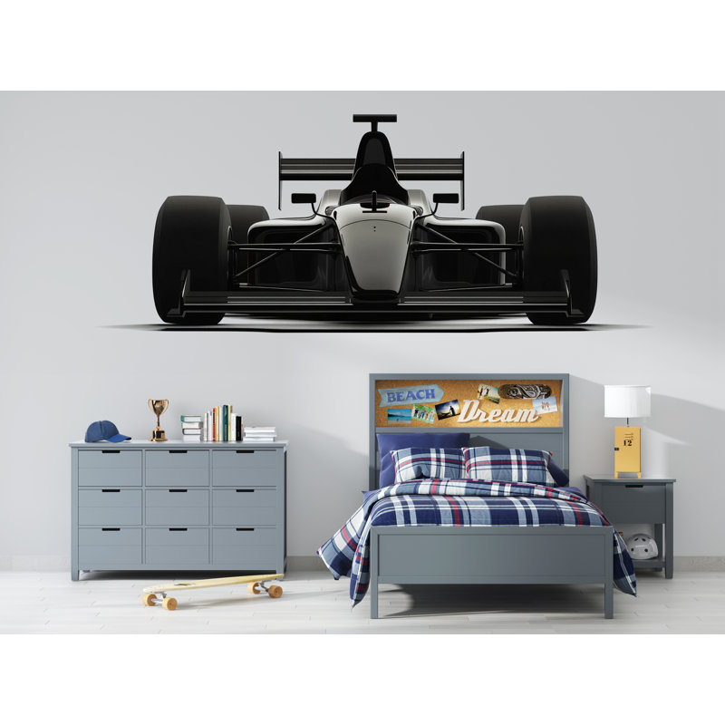 Décoration murale voiture de course noire 277Mv, H 18 po x l 35 po