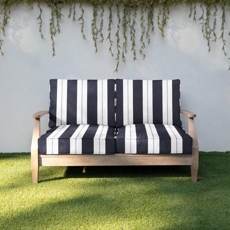 Coussin de siège / dossier Sunbrella Deana, Sunbrella® à rayures bleu marine, L 23 po x P 23,5 po