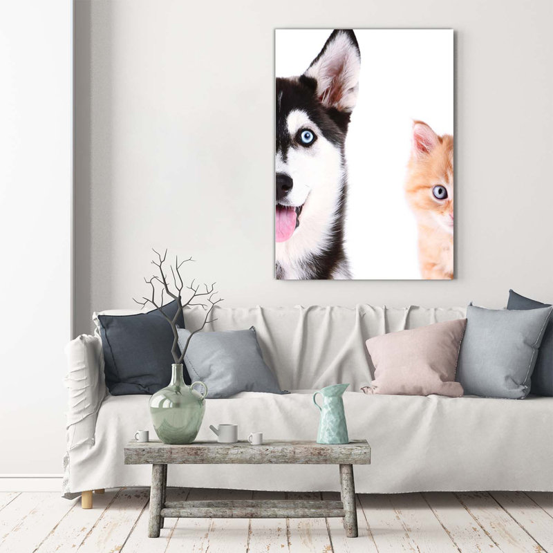 Dog And Cat - Wrapped Canvas Print
