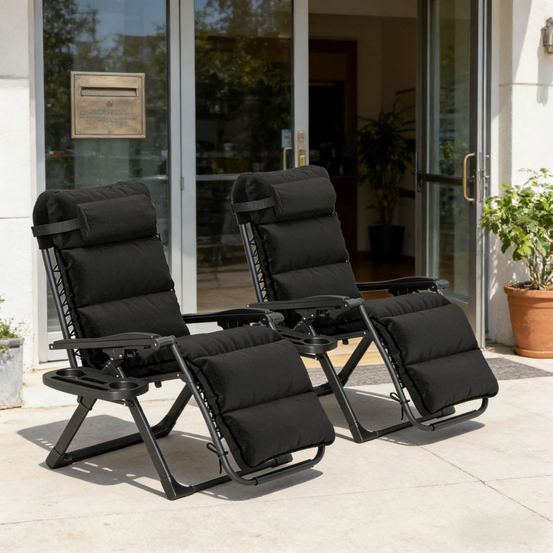 Ensemble de chaises longues inclinables et pliantes pour l'extérieur