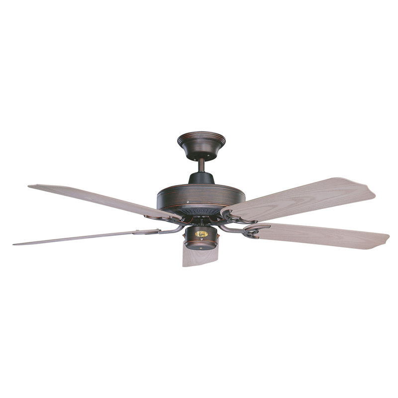 Ventilateur de plafond standard à 5 pales 52 "Depalma, Bronze huilé avec pales au fini bronze patiné
