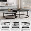 Modern Nesting Coffee Tables Set of 2, Round Walnut Wood Top with Black Metal Frame, Contemporary Living Room Tables 80cm x 60cm Modular Table-610174670