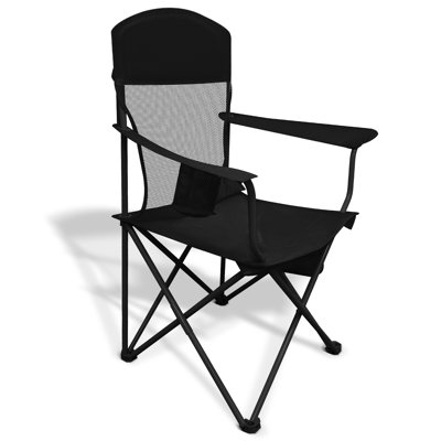 Outdoor Folding Camping Chair with Insulated Cooler, Padded Seat & Back, Cup Holder, Storage Pockets, Lightweight Portable Chair with Carry Bag for Camping, Beach, Lawn, Backyard (Black)