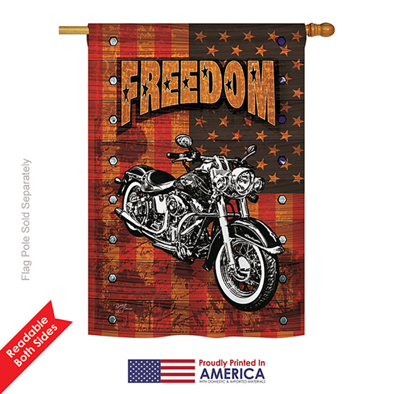 Drapeau maison en polyester à 2 côtés americana motocyclette, H 18,5 po x l 13 po
