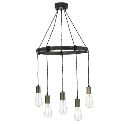 Peasely 5 - Light Waggon Wheel Chandelier
