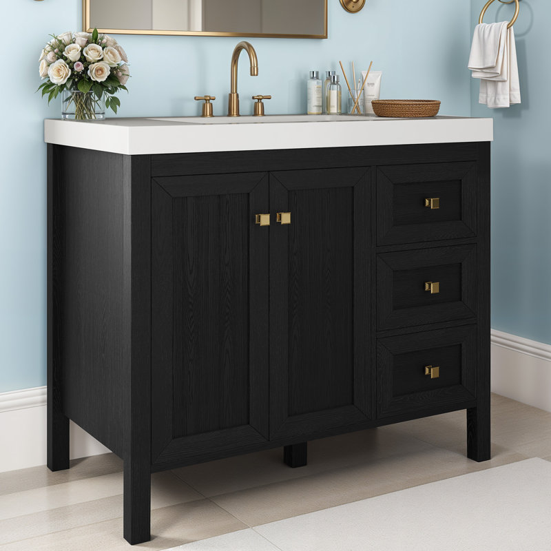 Ensemble de meuble-lavabo simple 42 po avec lavabo Balconera, Noir, noir, noir, noir, 42