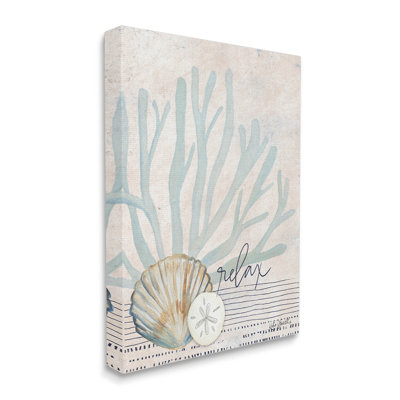 «Striped Sea Life Aquatic Seashells» par Katie Doucette, impression sur toile tendue