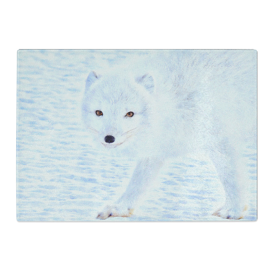 Tempered Glass Winter Fox Painting Chopping Board
