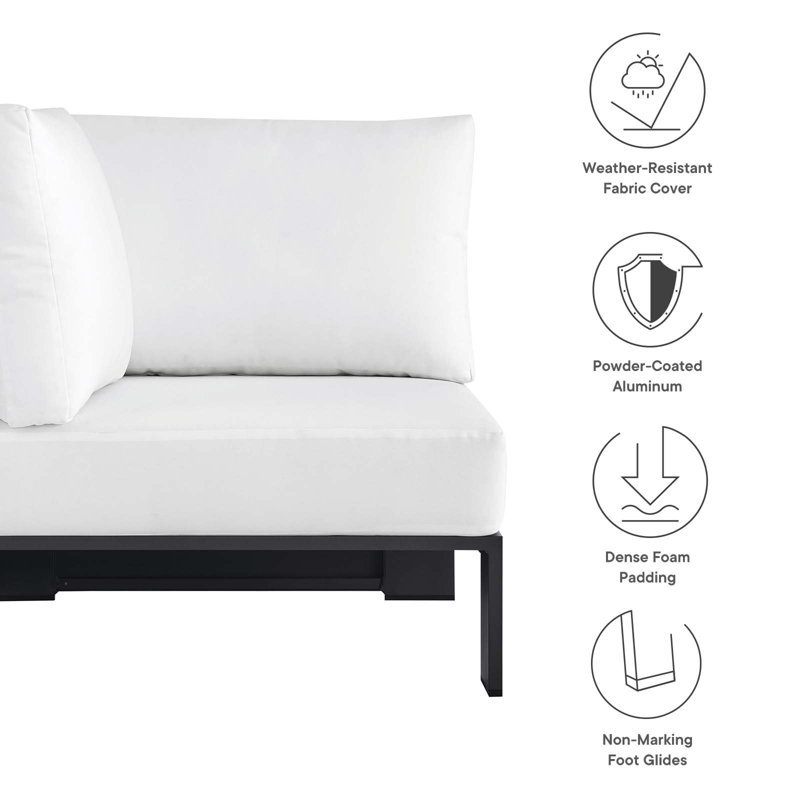 Tahoe Gray and White Aluminum Outdoor Corner Chair