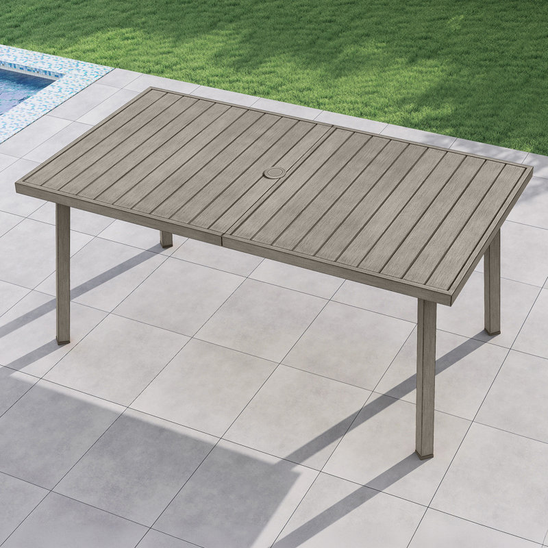 Table de salle à manger de patio pour 6 personnes, H 28 po x l 63 po x P 35 po, Gris