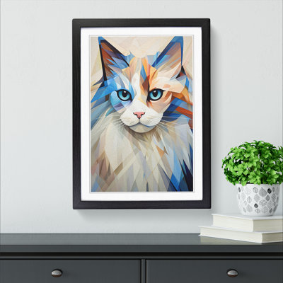 XYZ-FRM-V1223-5365 Ragdoll Cat Cubism 1 Piece Single Picture Frame Wall Art