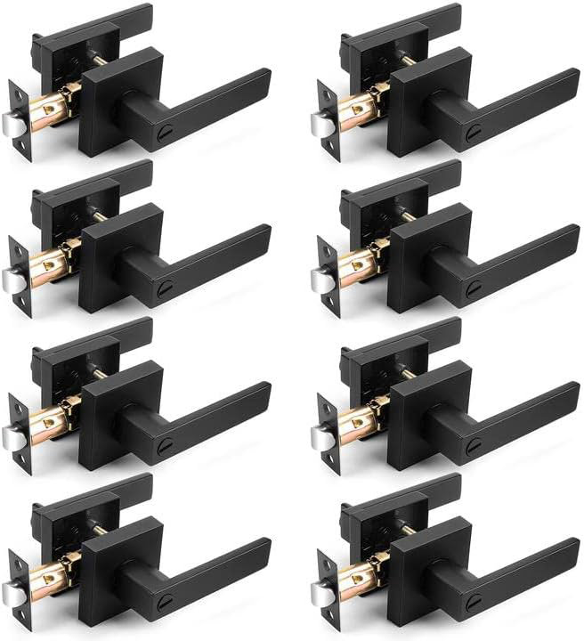 Serrure de porte robuste sans clé avec rosette carrée, Noir mat