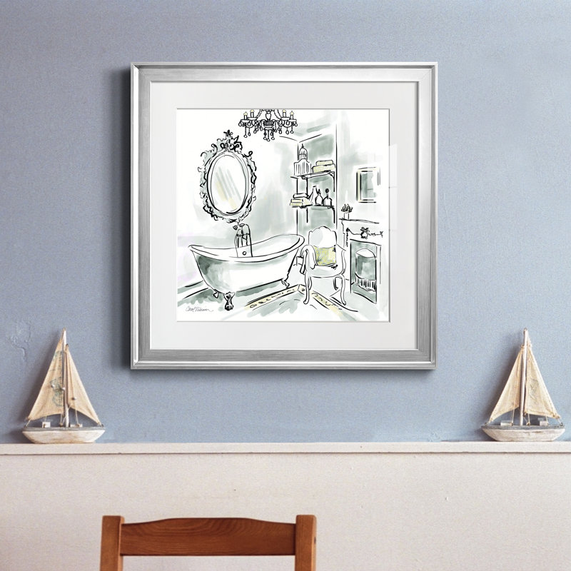 «Opulent Bath II», cadre photo, H 22,5 po x l 22,5 po x P 1,5 po, Papier avec cadre argenté