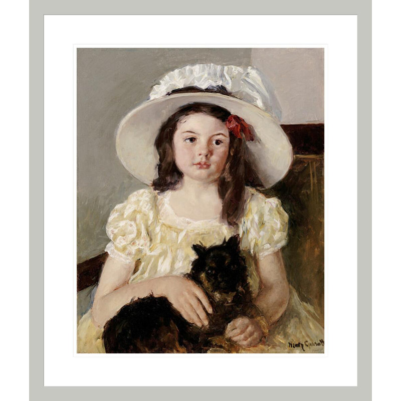 Francoise tenant un petit chien noir par Mary Cassatt, H 27,49 po x l 23,5 po