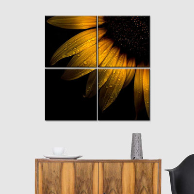 Ensemble de 4 pièces de pétales de tournesol sur toile