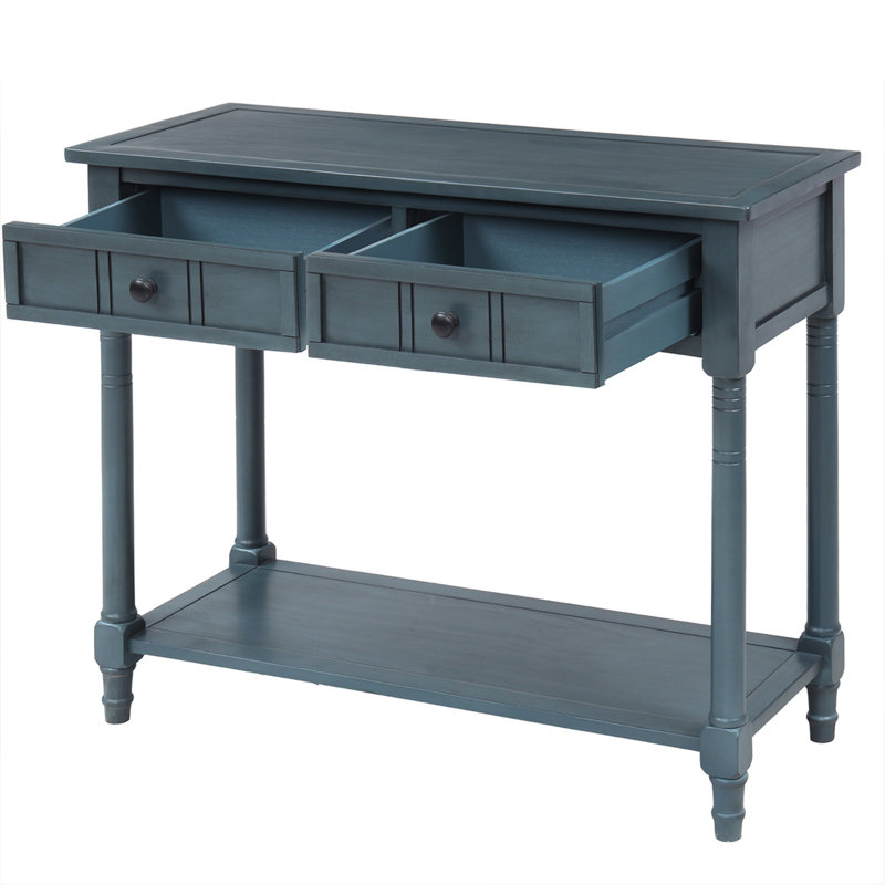 Bowie 35.34'' Solid Wood Console Table, Navy