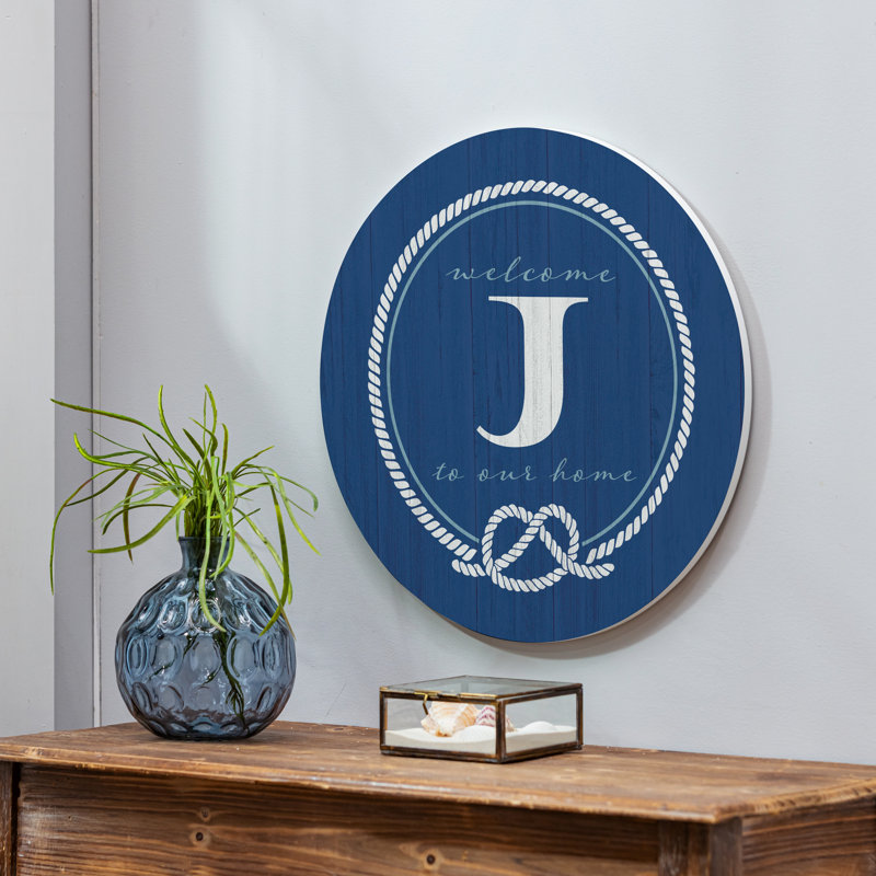 Coastal Door Decor Monogram White 18" J J, Blue/White