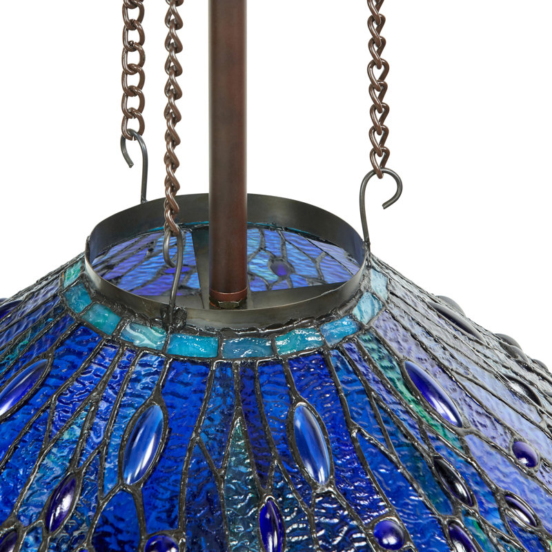 Louanne 24"W 3-Light Tiffany-Style Dragonfly-Motif Pendant Light