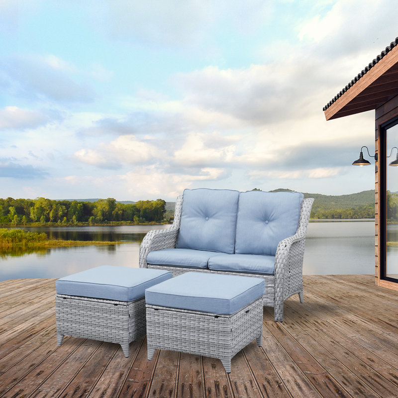 Schutt 51.18'' Wide Straight Loveseat with Cushions, Baby Blue